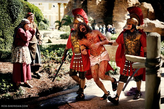Romans dragging Jesus by Rob Sheridan